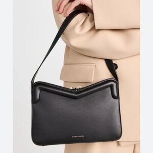 Mansur Gavriel M Frame leather baguette black classic timeless logo old money